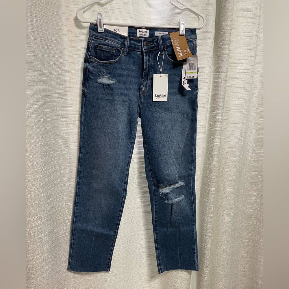 Kensie Women's Distressed Cropped Jeans Size 4/27 NWT